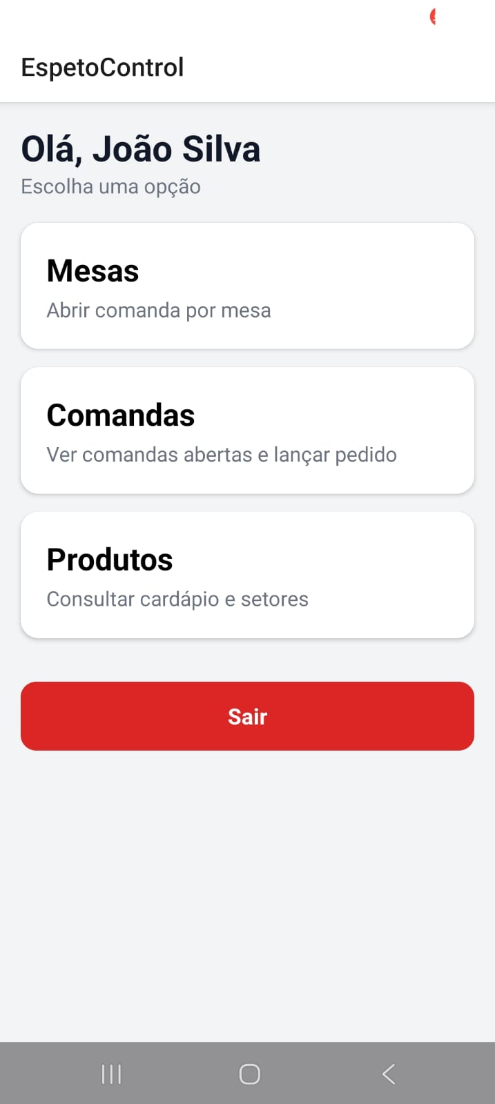 EspetoControl - Aplicação móvel